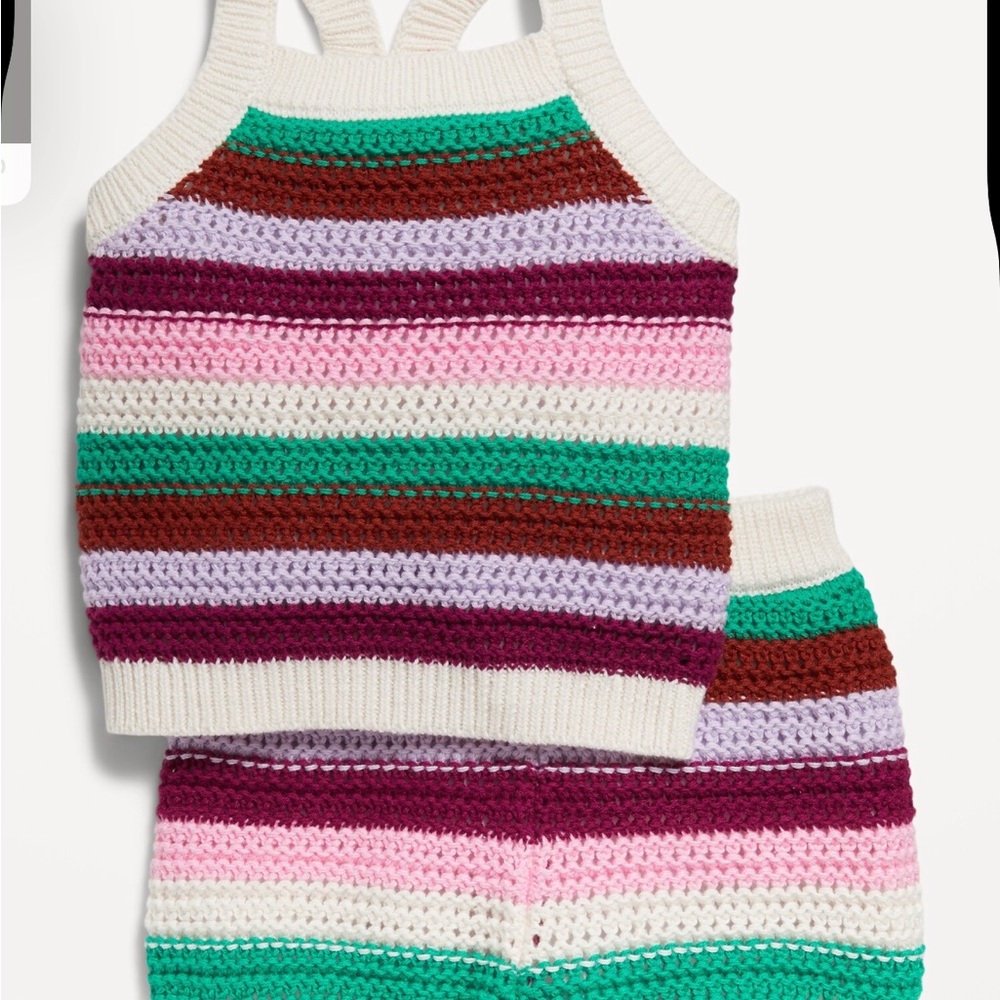 Old Navy Striped Crochet Tank and Shorts Set
